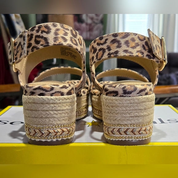 Seven Dials Leopard Print Espadrille Wedges #756 - Picture 9 of 11
